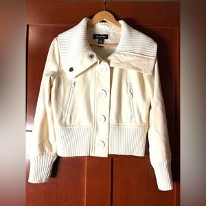 CoffeeShop Cream Wool Jacket with Oversized Collar Size Large Juniors